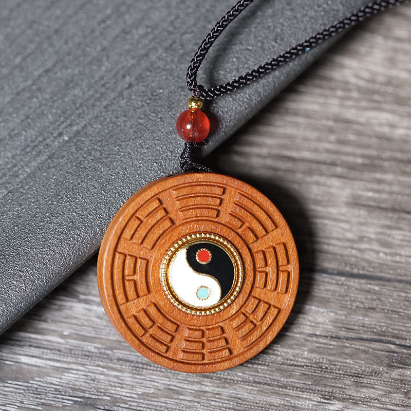 Bagua Yin Yang Kette mit Jujubaholz Anhänger Glück Wohlbefinden