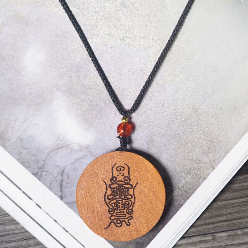 Jujubaholz Kette mit Hamsa Anhänger schwarze Schnur Glück