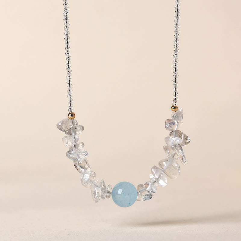 Kette Aquamarin Kristall unregelmäßig Heilung blauer Naturstein Schmuck