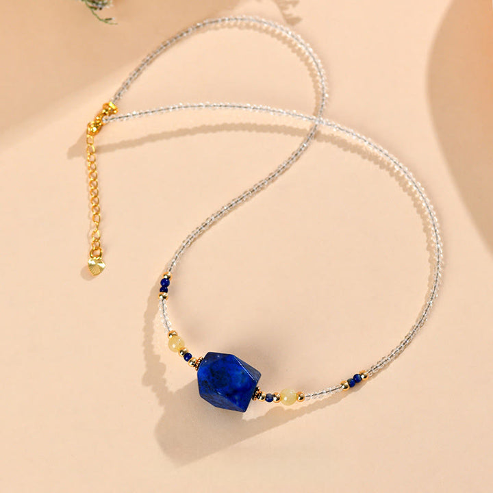 Lazurit Kristall Kette mit blauem Anhänger Buddha Heilung Schmuck