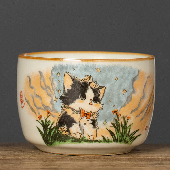 Japanische Teetasse Katze Fliege Keramik Katze 115 ml