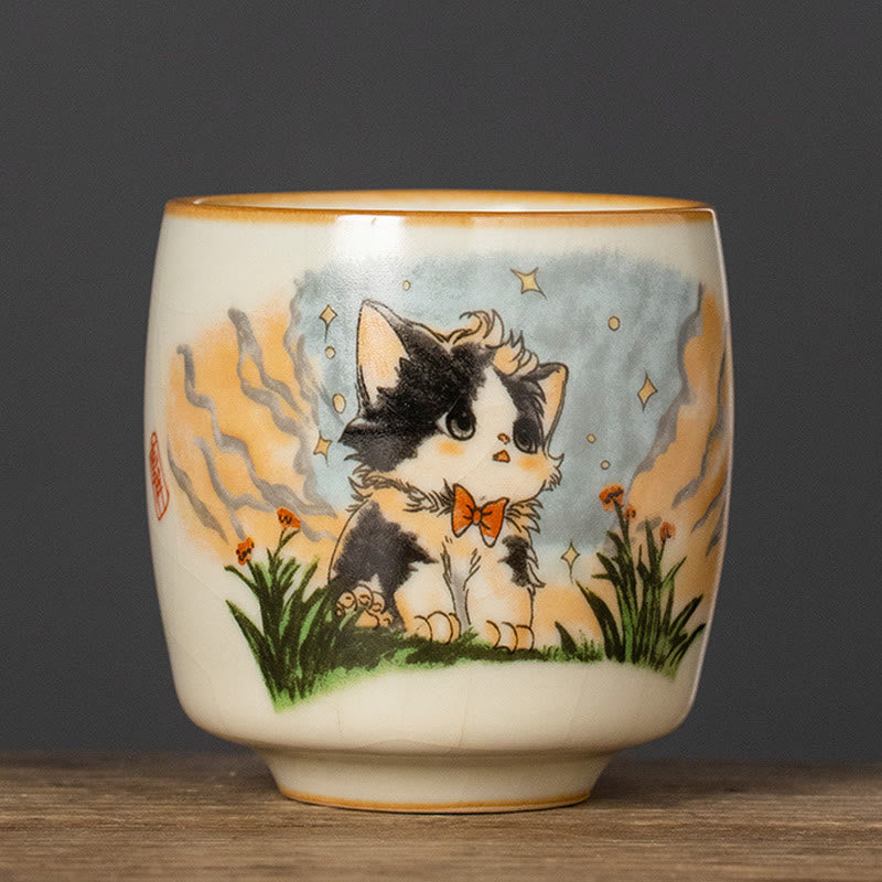 Japanische Teetasse Katze Fliege Keramik Katze 95 ml