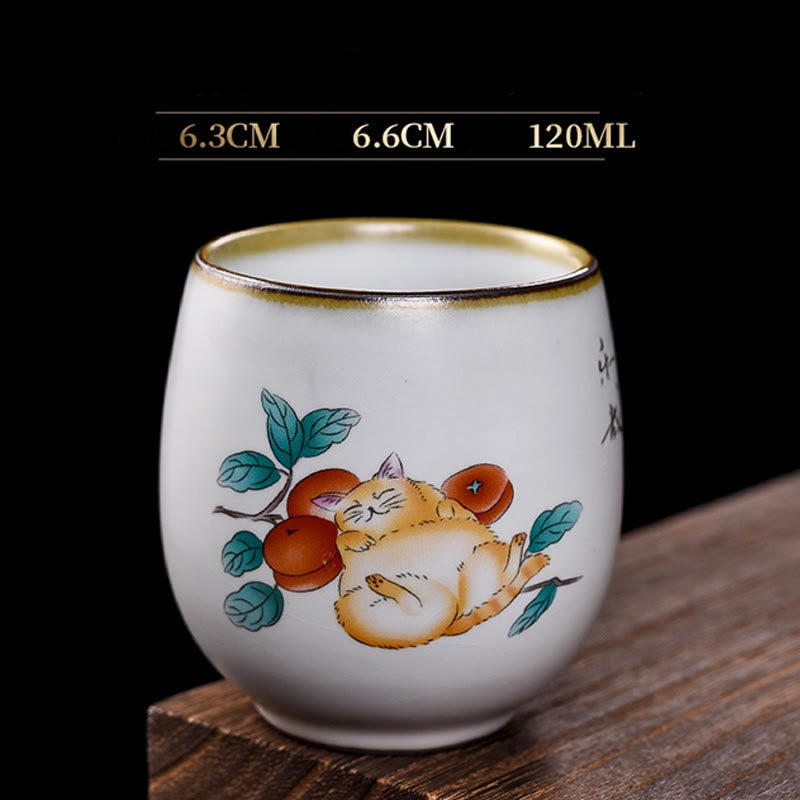 Teetasse Büro Liegende Katze Zweige Liegende Katze & Zweige (120ml)