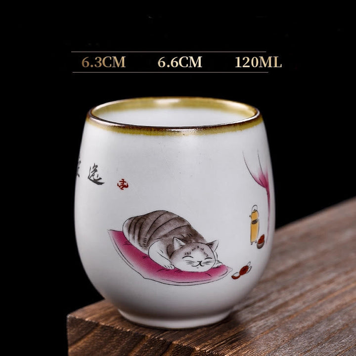 Teetasse Büro Liegende Katze Zweige Liegende Katze & Decke (120ml)