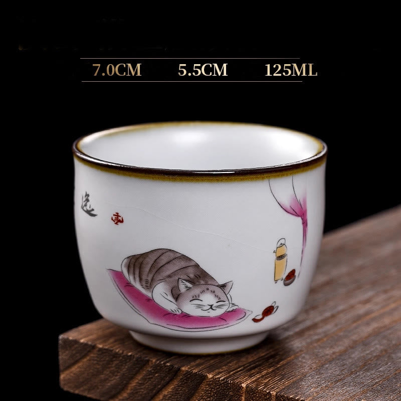 Teetasse Büro Liegende Katze Zweige Liegende Katze & Decke (125ml)