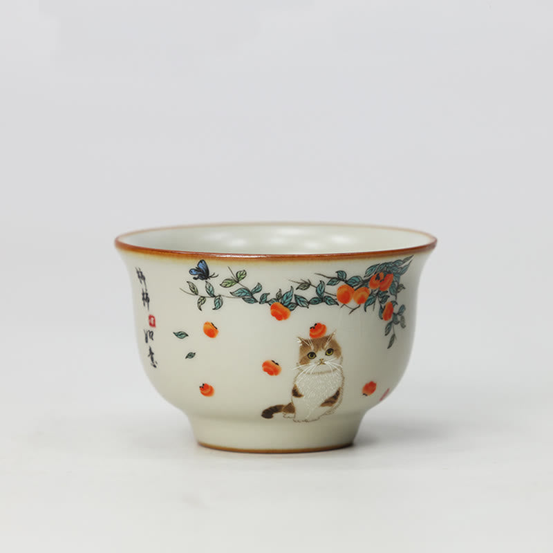 Porzellan Teetasse Katze Schmetterling Katze mittel
