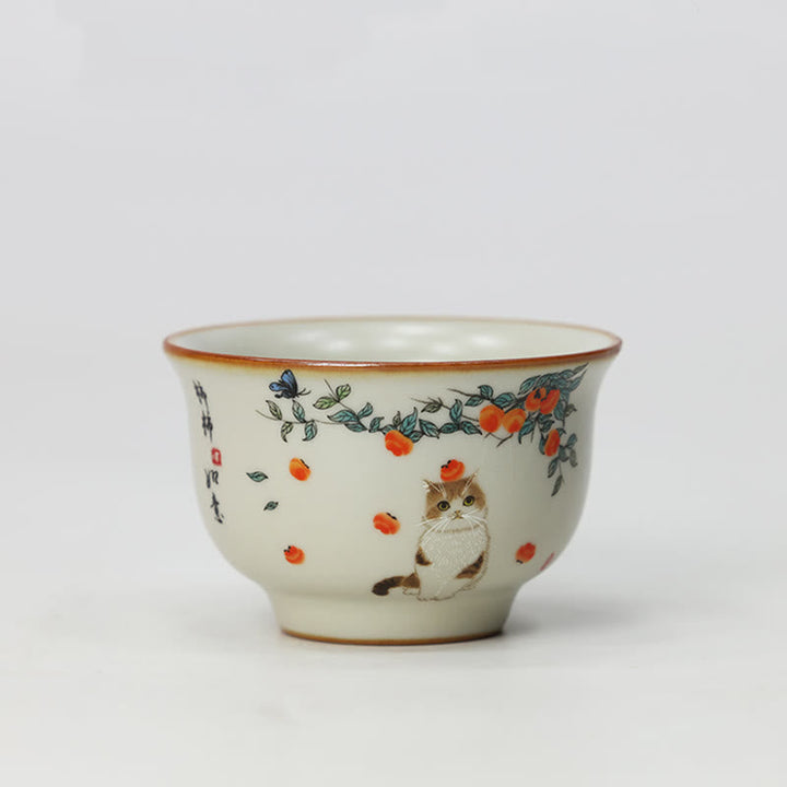 Porzellan Teetasse Katze Schmetterling Katze mittel