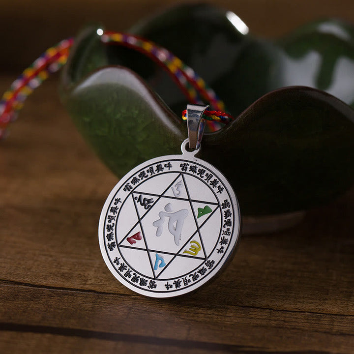 Silberner Schutz-Anhänger mit esoterischem Symbol Kette Edelstahl – Schutz