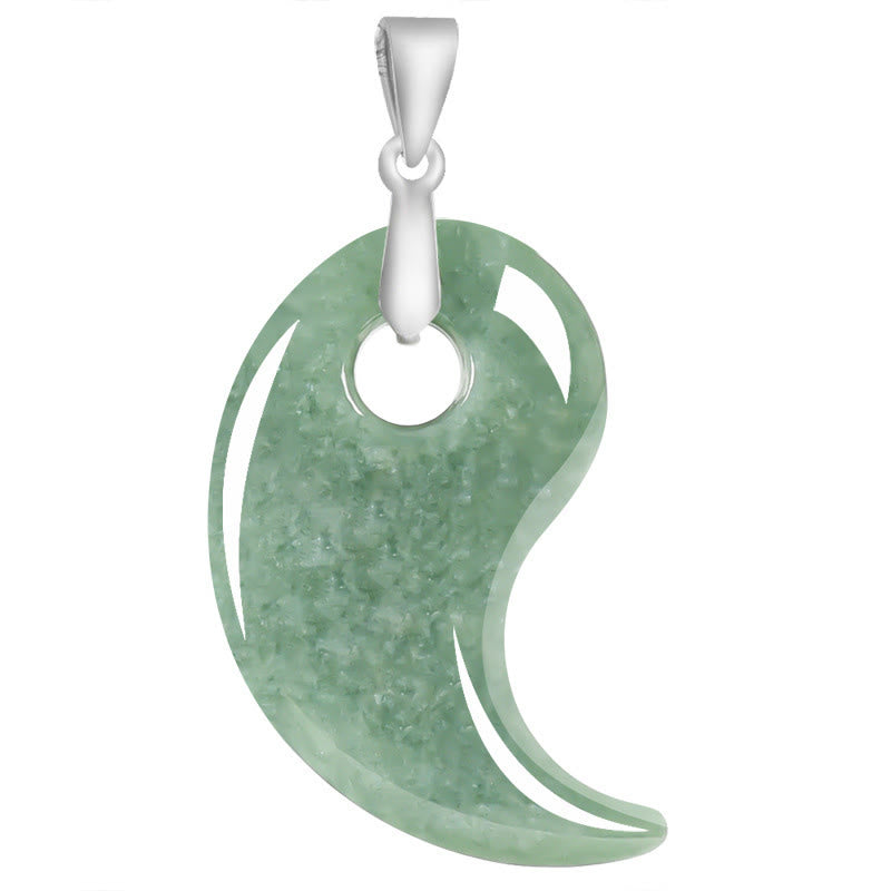 Grüne Jade Tropfen Kette Anhänger Titanstahl Buddha Glück