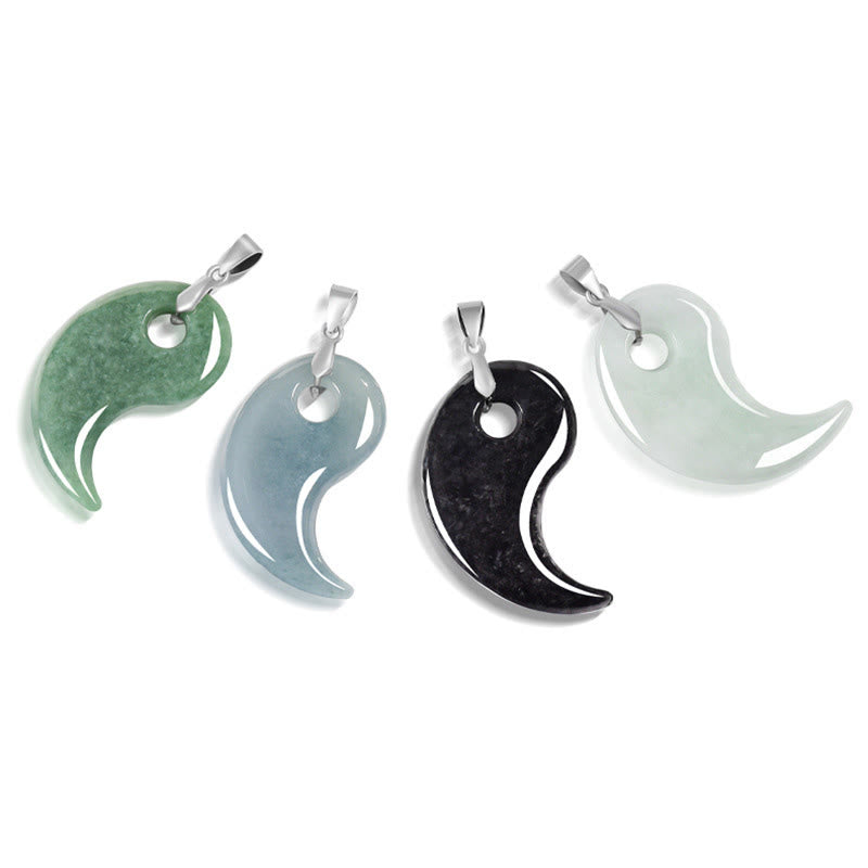 Jade Kette Tropfen Anhänger Titanstahl grün blau schwarz Buddha Glück
