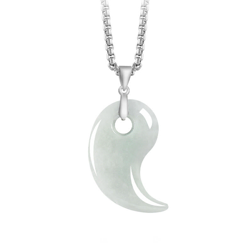 Hellgrüne Jade Kette Tropfen Anhänger Titanstahl Buddha Glück