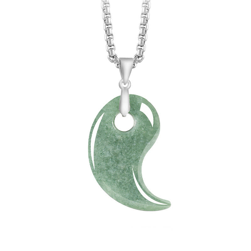 Jade Kette Tropfen Anhänger grüner Naturstein Titanstahl Buddha Glück