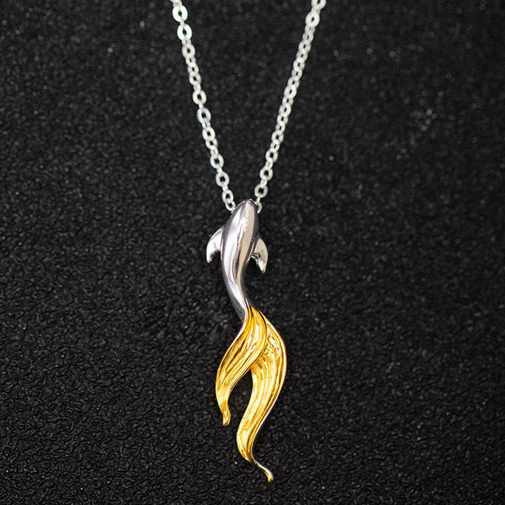 Silber Koi Fisch Anhänger 925er Silber mit Vergoldung an Halskette