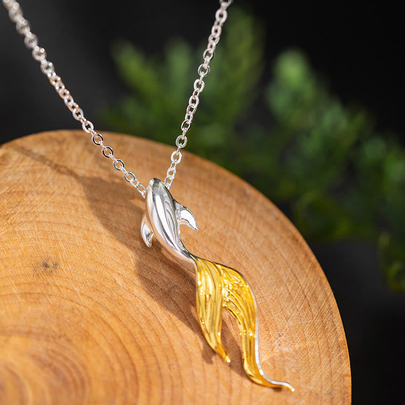 Koi Fisch Anhänger 925er Silber vergoldet Kette Schmuck elegant
