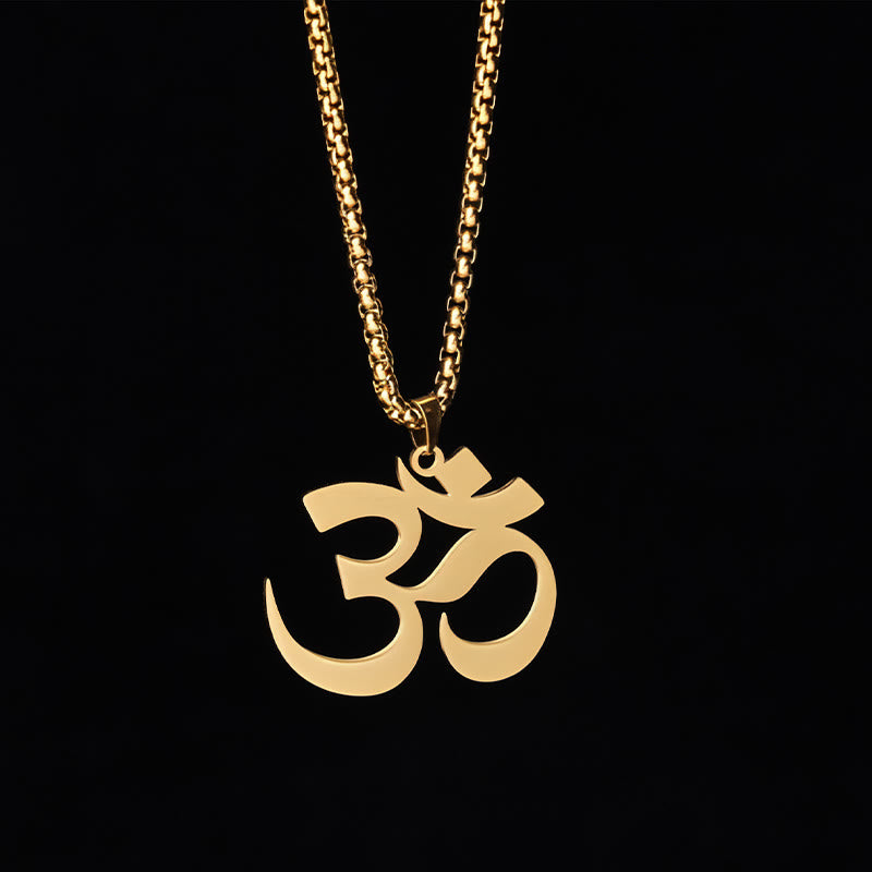 Kette Edelstahl Om Symbol Anhänger Mantra Fokus Meditationsschmuck