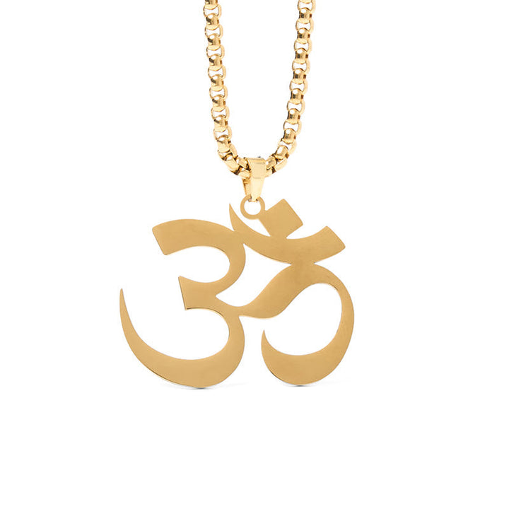 Goldene Om Kette Edelstahl Symbol Mantra Fokus Anhänger