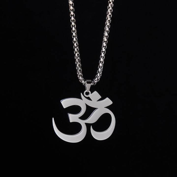 Om Symbol Edelstahl Kette Anhänger silber Mantra Fokus