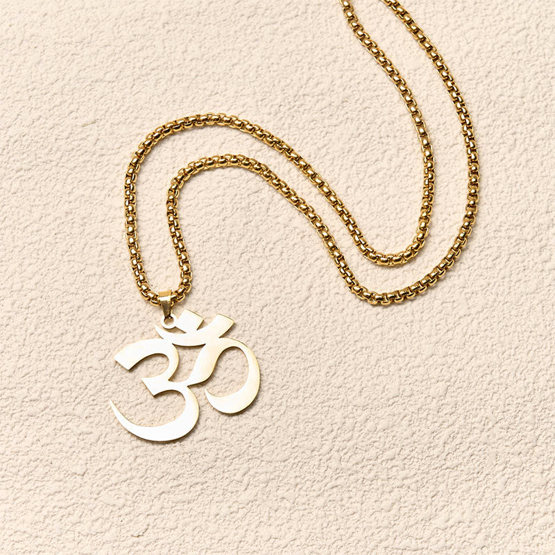 Om Symbol Kette Edelstahl Anhänger goldene Halskette Mantra Fokus
