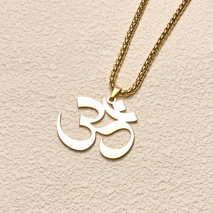 Om Symbol Edelstahl Kette goldfarben Anhänger Meditation Mantra