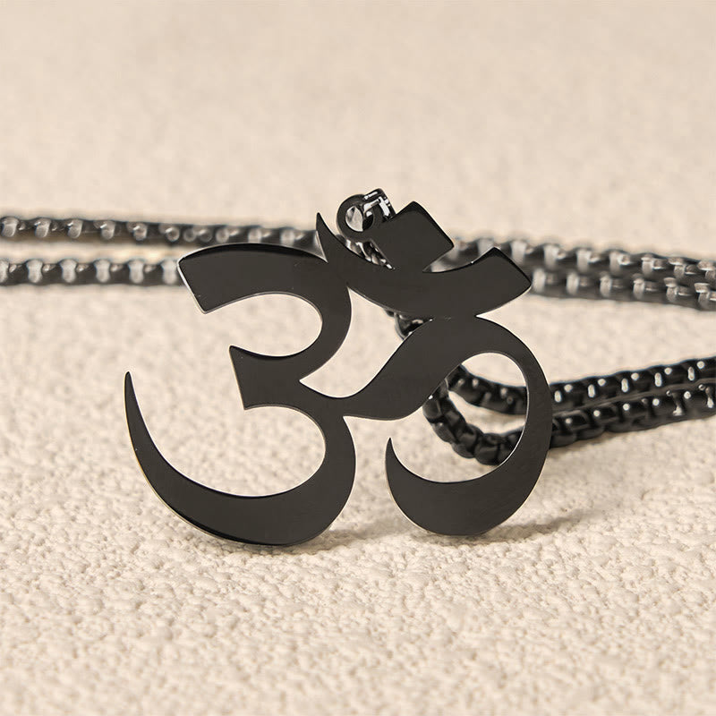 Om Kette Edelstahl schwarz Symbol Mantra Fokus Anhänger