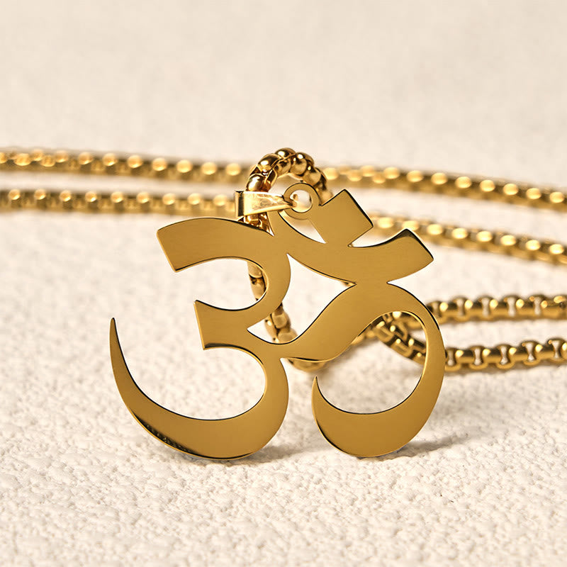 Goldene Kette Edelstahl Om Symbol Mantra Anhänger für Fokus und Achtsamkeit