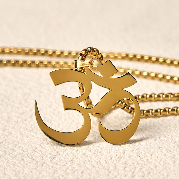 Goldene Kette Edelstahl Om Symbol Mantra Anhänger für Fokus und Achtsamkeit
