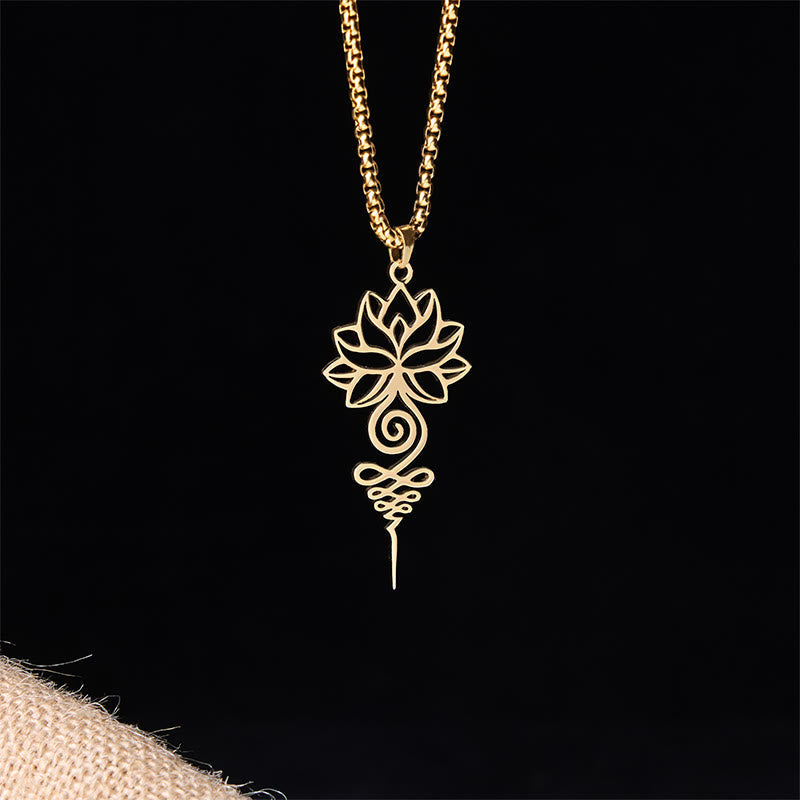 Kette mit goldenem Lotus Unalome Anhänger Edelstahl Chakra Erleuchtung