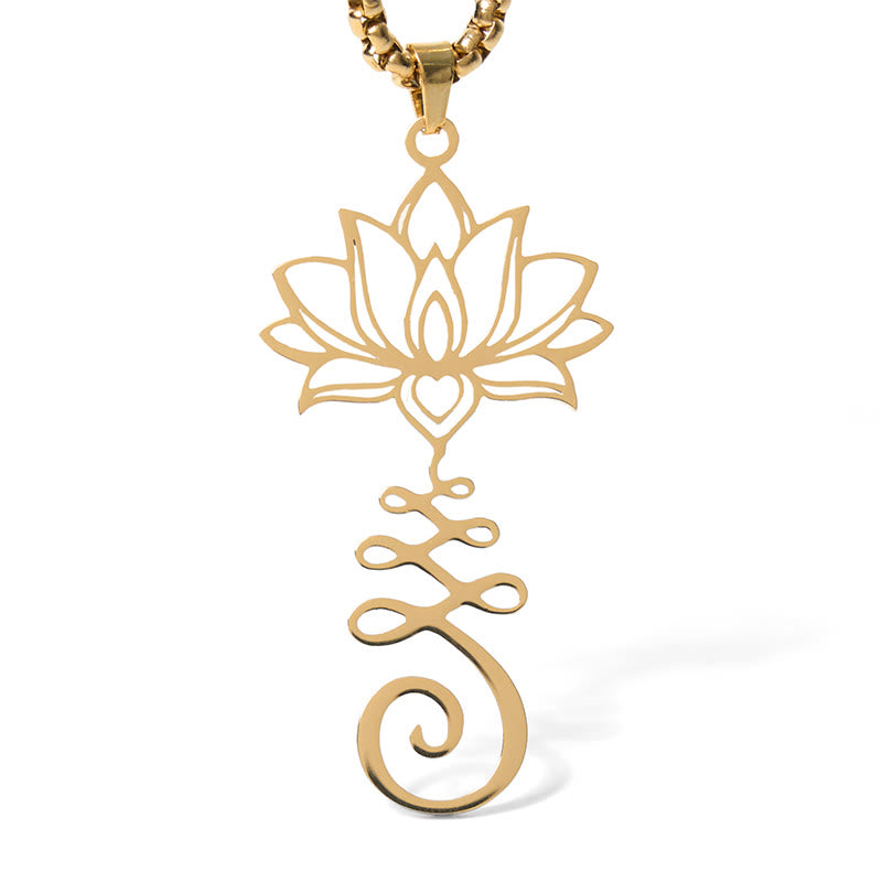 Goldene Lotus Kette Edelstahl Anhänger Spirale Chakra Erleuchtung