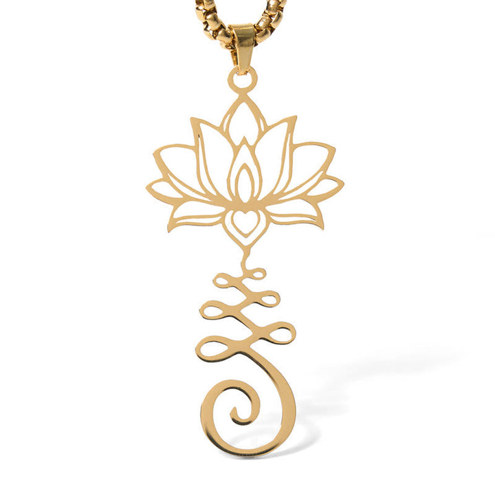 Goldene Lotus Kette Edelstahl Anhänger Spirale Chakra Erleuchtung