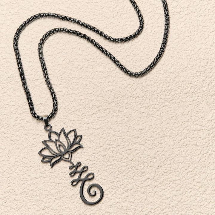 Edelstahl Kette Lotus Chakra OM Anhänger Erleuchtung Symbol