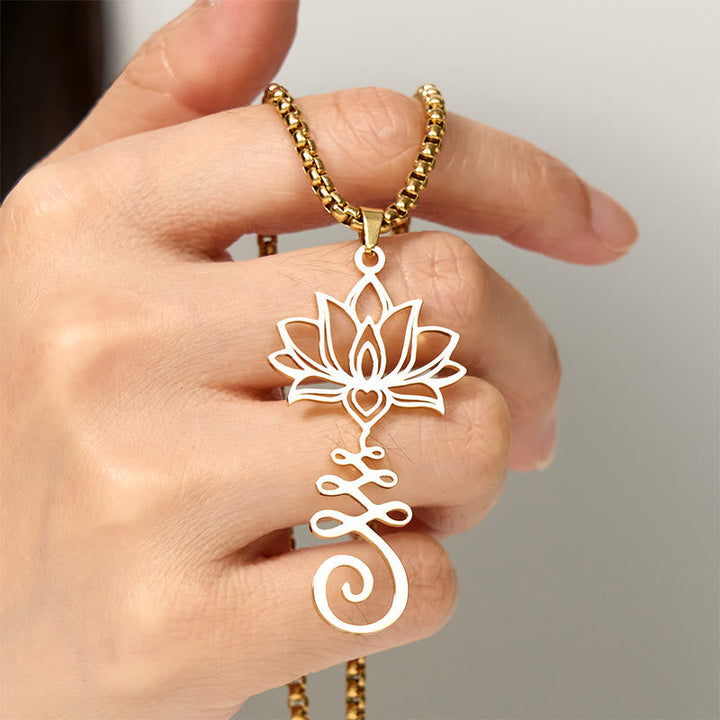 Lotus Chakra Kette Edelstahl Anhänger Spiritualität Erleuchtung Yoga