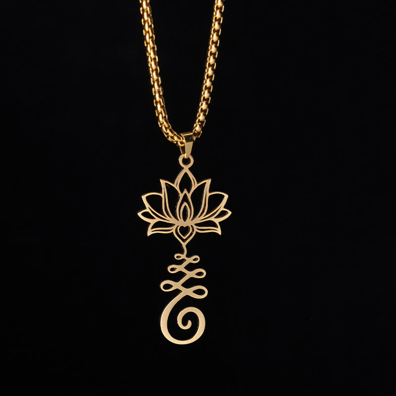 Edelstahl Lotus Chakra Kette Anhänger goldfarben spirituelle Erleuchtung