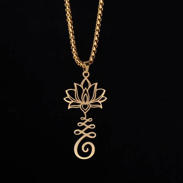 Edelstahl Lotus Chakra Kette Anhänger goldfarben spirituelle Erleuchtung
