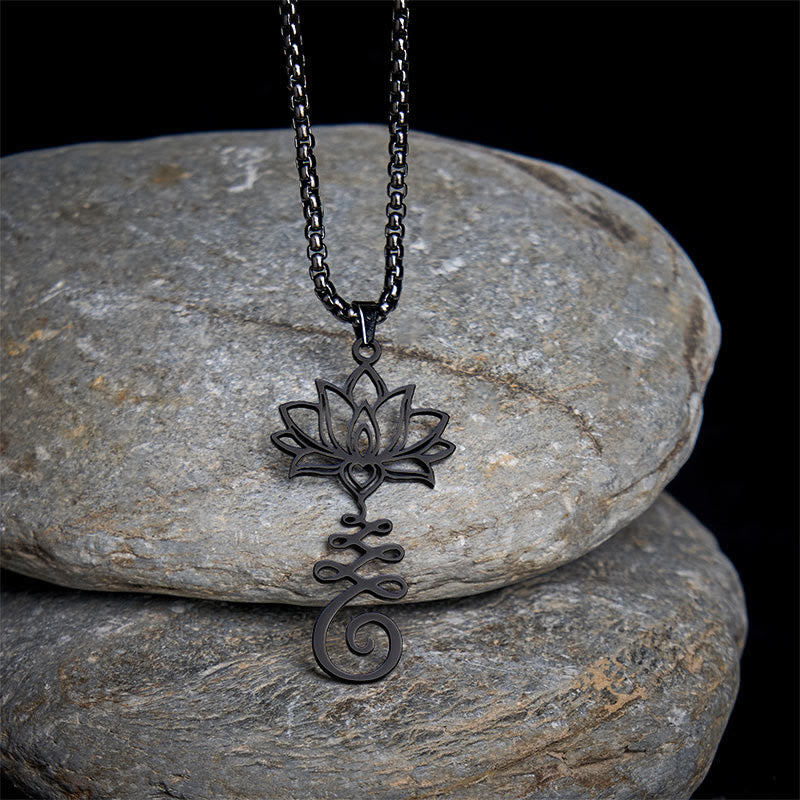 Edelstahl Lotus Chakra Kette Anhänger silbern Erleuchtung Spirituelle Symbolik