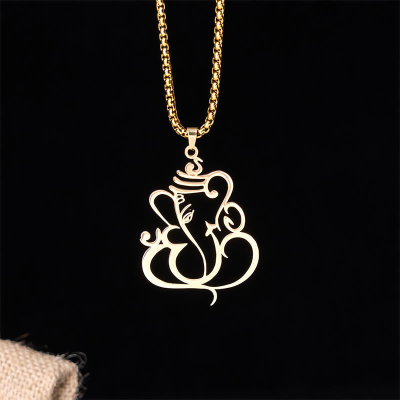 Ganesha Elefant Kette Edelstahl Gold Anhänger Schutz Spiritualität