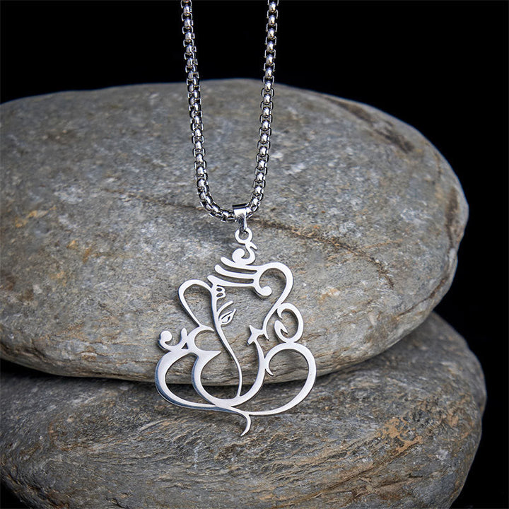 Edelstahl Kette Ganesha Elefant Anhänger Schutz silbern Schmuck