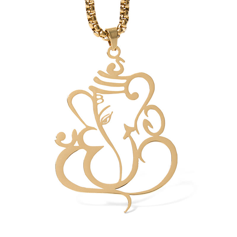 Ganesha Elefant Kette Edelstahl goldfarben Anhänger Schutz Symbol