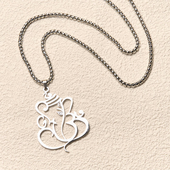 Edelstahl Kette mit Ganesha Elefant Anhänger Schutz Energie