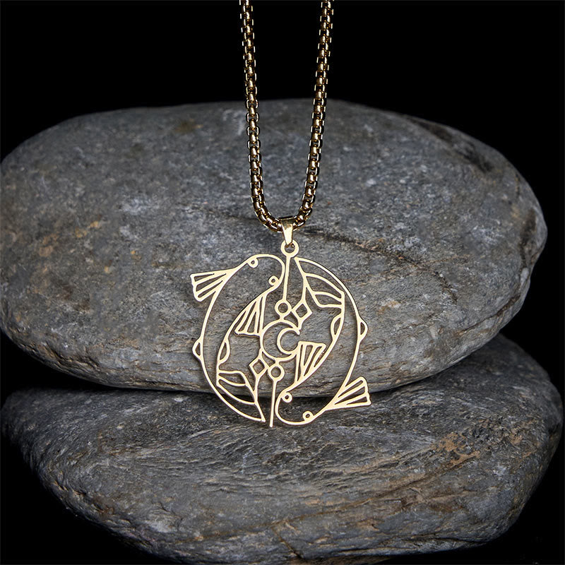 Goldene Kette Koi Fisch Anhänger Edelstahl Vintage Hohlraum Glück
