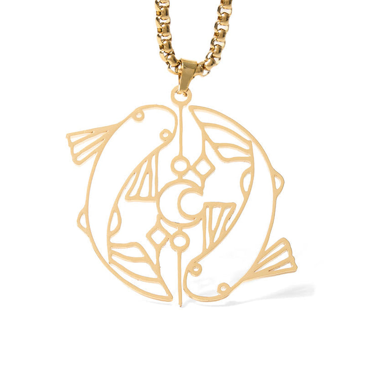 Goldene Koi Fisch Kette Edelstahl Hohlraum Design Glück Vintage