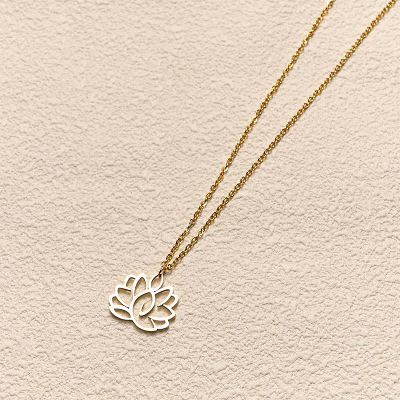 Goldkette mit Edelstahl Lotus Hohlraum Anhänger zur Erleuchtung