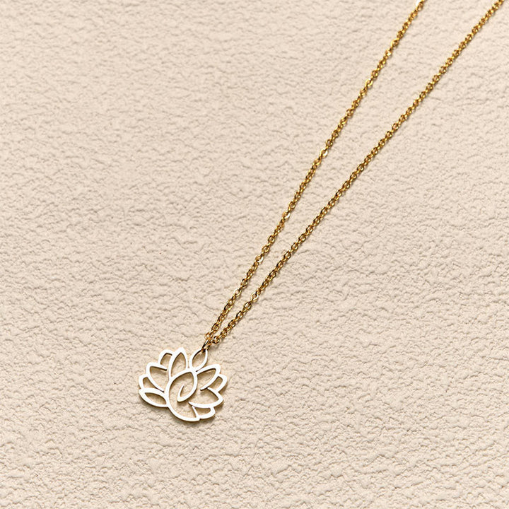 Goldkette mit Edelstahl Lotus Hohlraum Anhänger zur Erleuchtung