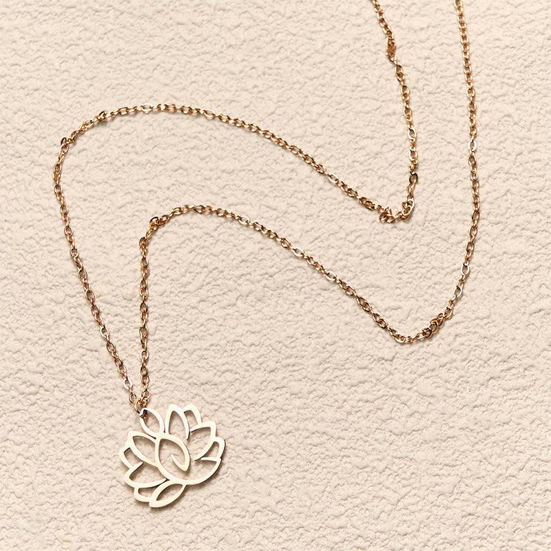 Edelstahl Kette mit Lotus Anhänger Hohlraum Symbol Erleuchtung