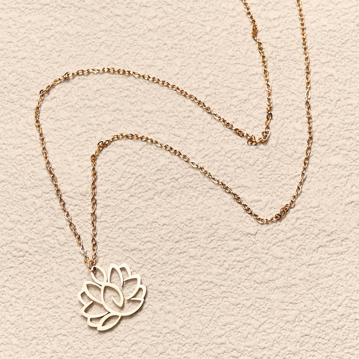 Edelstahl Kette mit Lotus Anhänger Hohlraum Symbol Erleuchtung