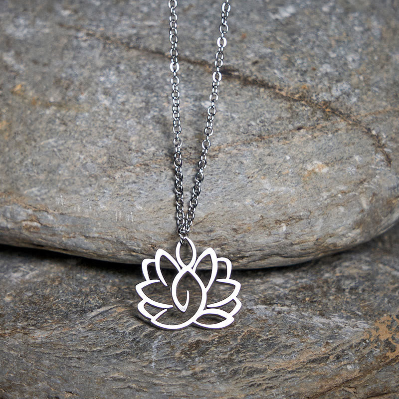 Edelstahl Kette mit Lotus Hohlraum Anhänger Symbol Erleuchtung