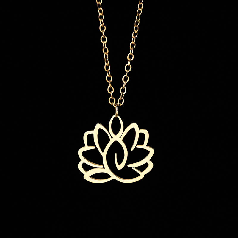 Goldene Lotus Kette Edelstahl Anhänger Hohlraum Erleuchtung