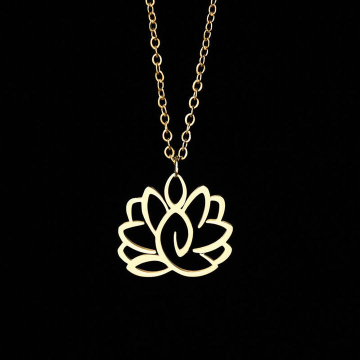 Goldene Lotus Kette Edelstahl Anhänger Hohlraum Erleuchtung