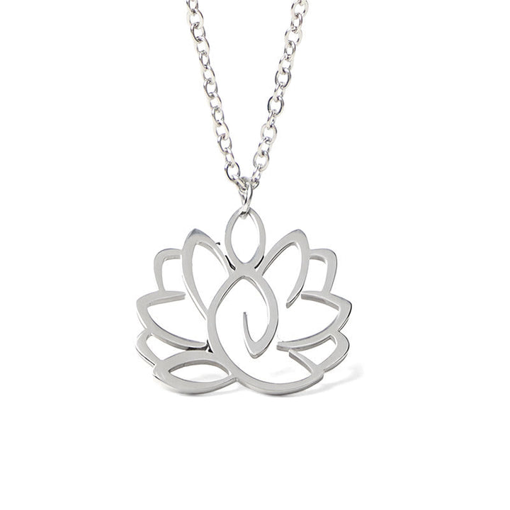 Silberne Lotus Kette Edelstahl Hohlraum Anhänger Erleuchtung