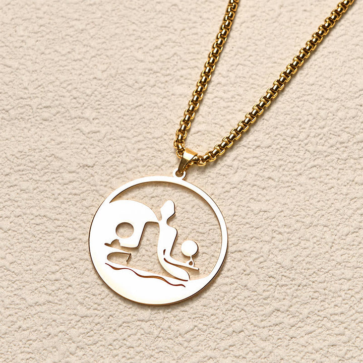 Goldene Kette Edelstahl Yin Yang Balance Anhänger Buddha Meditation Hohlraum