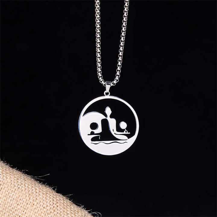 Silberne Edelstahl Kette mit Yin Yang Anhänger Balance